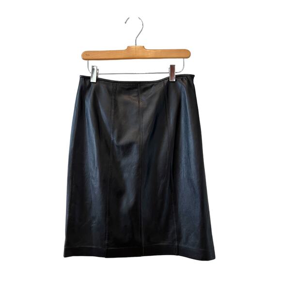 Ann Taylor Leather Pencil Skirt Black 4 - Picture 1 of 4